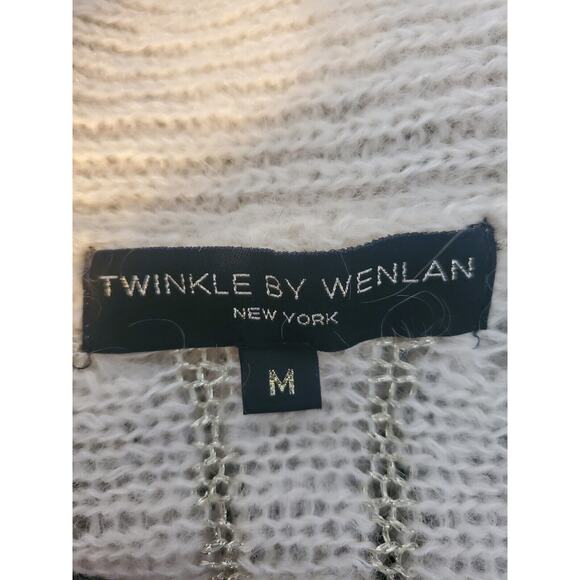 Twinkle by Wenlan Mohair Blend Ivory Open Front Batwing Sleeve Sweater M - Picture 4 of 5